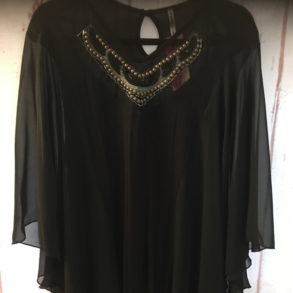 Yummy Plus Dressy Top Beaded Plus 1X & 2X